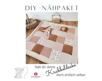 Nähpaket * Patchworkdecke * DIY * Krabbeldecke * Patchwork Stoffe  *Babydecke * Leo Leopardenmuster