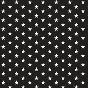 May include: A black background with a repeating pattern of white stars.