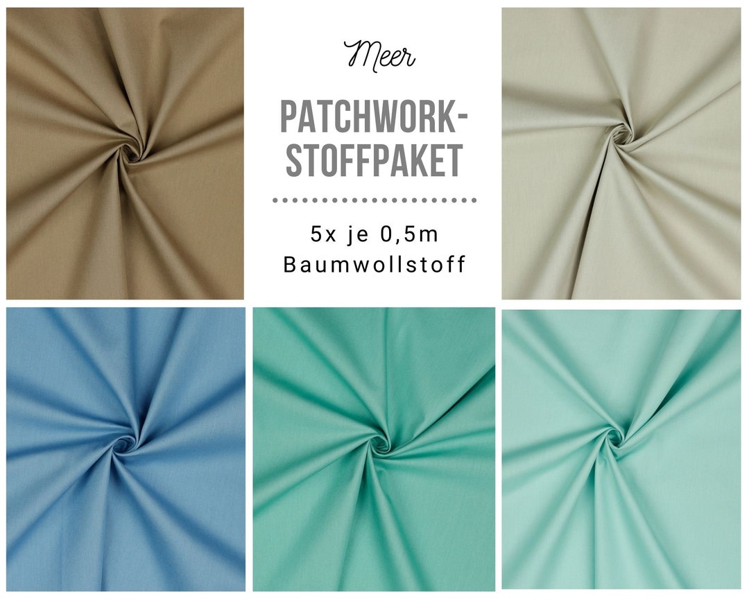 7,99 Euro Meter Patchwork Stoffpaket Baumwollstoffev5 X (50 X 150 Cm) DIY  Meer Sand