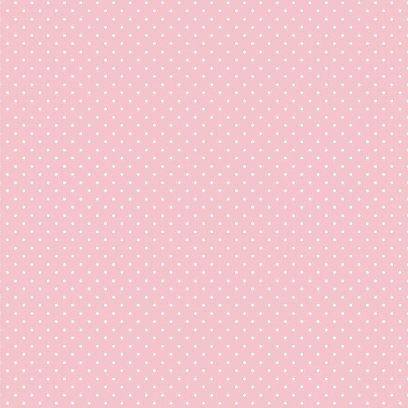 May include: A seamless pattern of small white dots on a light pink background.