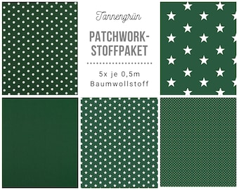 Stoffpaket Patchwork Baumwollstoffe 5 x (50x148cm) DIY tannengrün