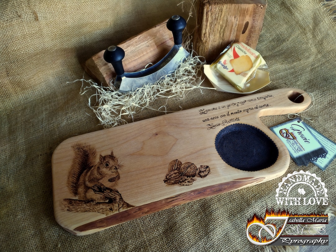 Cutting Board Made of Cedar Wood, Walnuts, Engraved on Fire With the ...