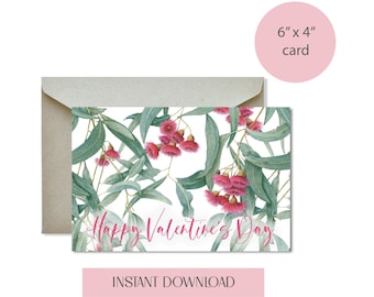 Flowering Eucalyptus Valentine's Card, Australian Native (Digital Download)