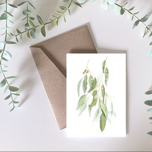 Eucalyptus botanical watercolour card - Australian Greeting Card, Australian native plant, Australian drawings, Australian gift