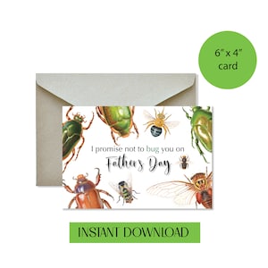 Fathers Day Printable Card, Bug Card,  Australian Insect Greeting Card,  Funny Fathers Day Card, Insect drawing, Card for Dad nature