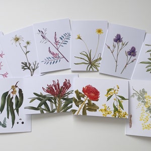 Set of 10 Australian wildflower cards - Australian native plants, Australian watercolour paintings, Australian gift, plant lover gift