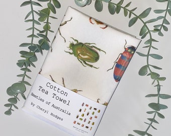 Tea Towel, Beetles of Australia, Australian native gift
