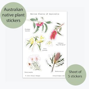 Australian Native Plants Sticker Sheet, laptop stickers, planner stickers, Australian Gift, Australian Art