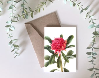 Waratah - Australian Greeting Card, Australian native plant