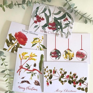 Kerstkaartenset van 5 - Australische inheemse planten