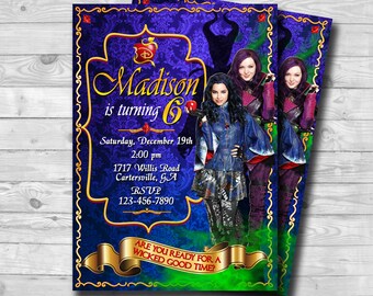 The Descendants Invitation-Descendants 2 Invitation-Descendants Invite-Mal and Evie Descendants Invitation-Descendants Birthday-Printable