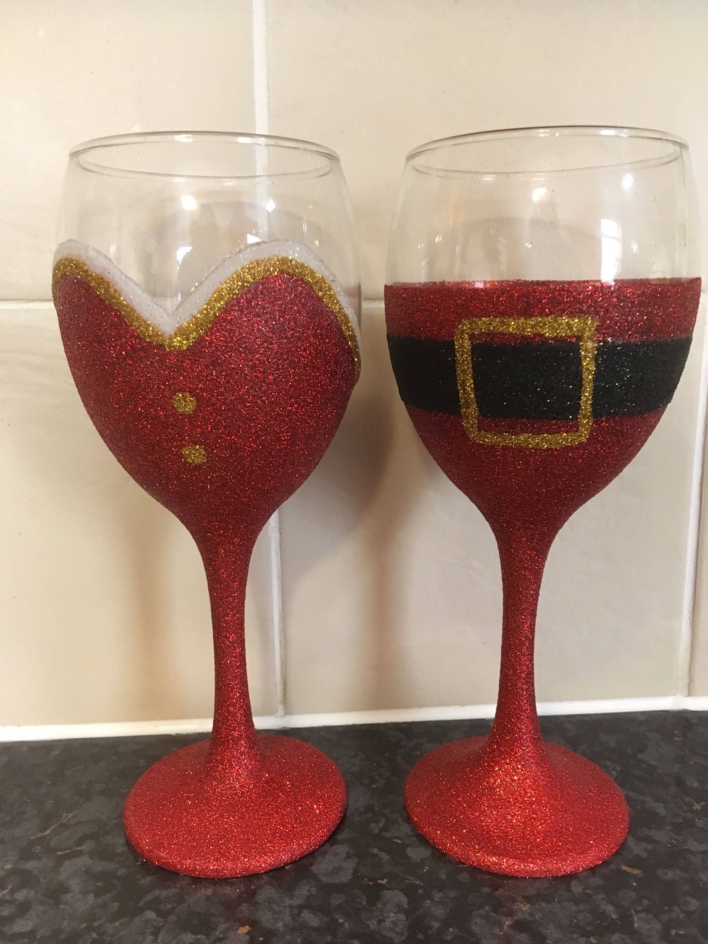 mr and mrs santa wine glasses