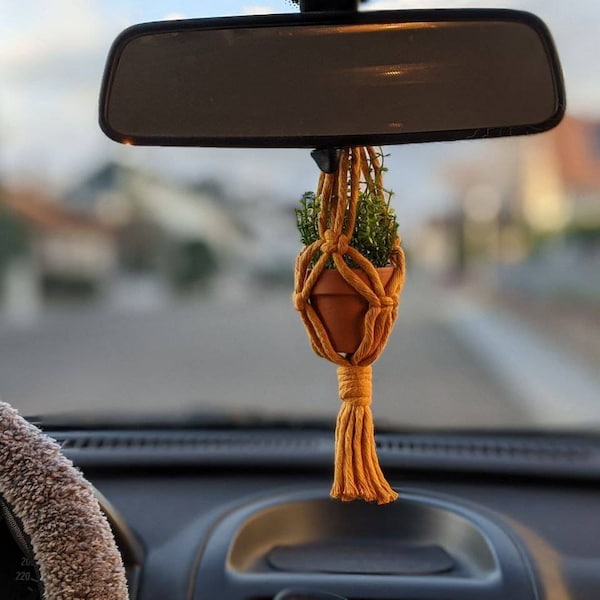 Auto Anhänger || Car charm || Glücksbringer || Makramee || Rückspiegel Anhänger || Blumenampel || Mini Makramee || Boho || Geschenk || Deko