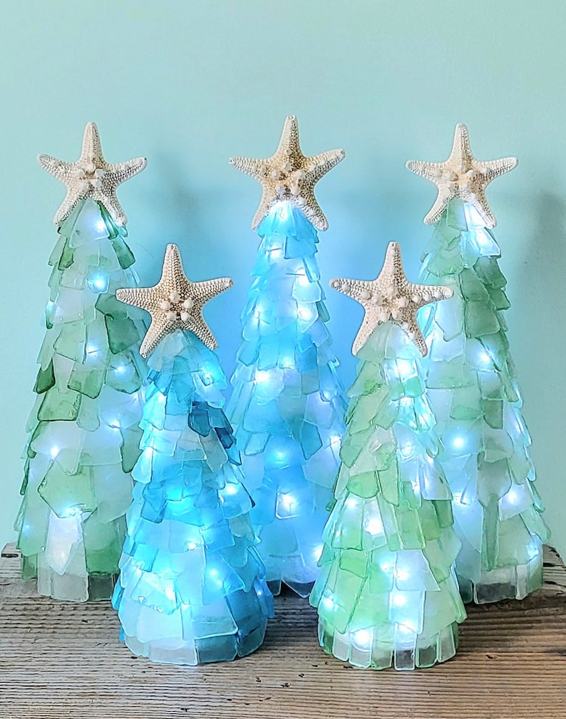 Handmade Seaglass 3D Light up tree, Medium image 1