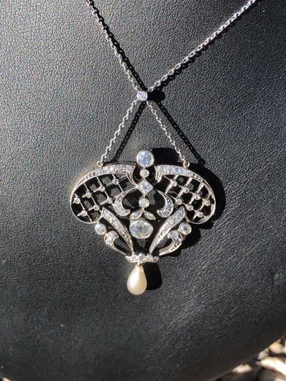 Belle Époque Diamond and Pearl Pendant