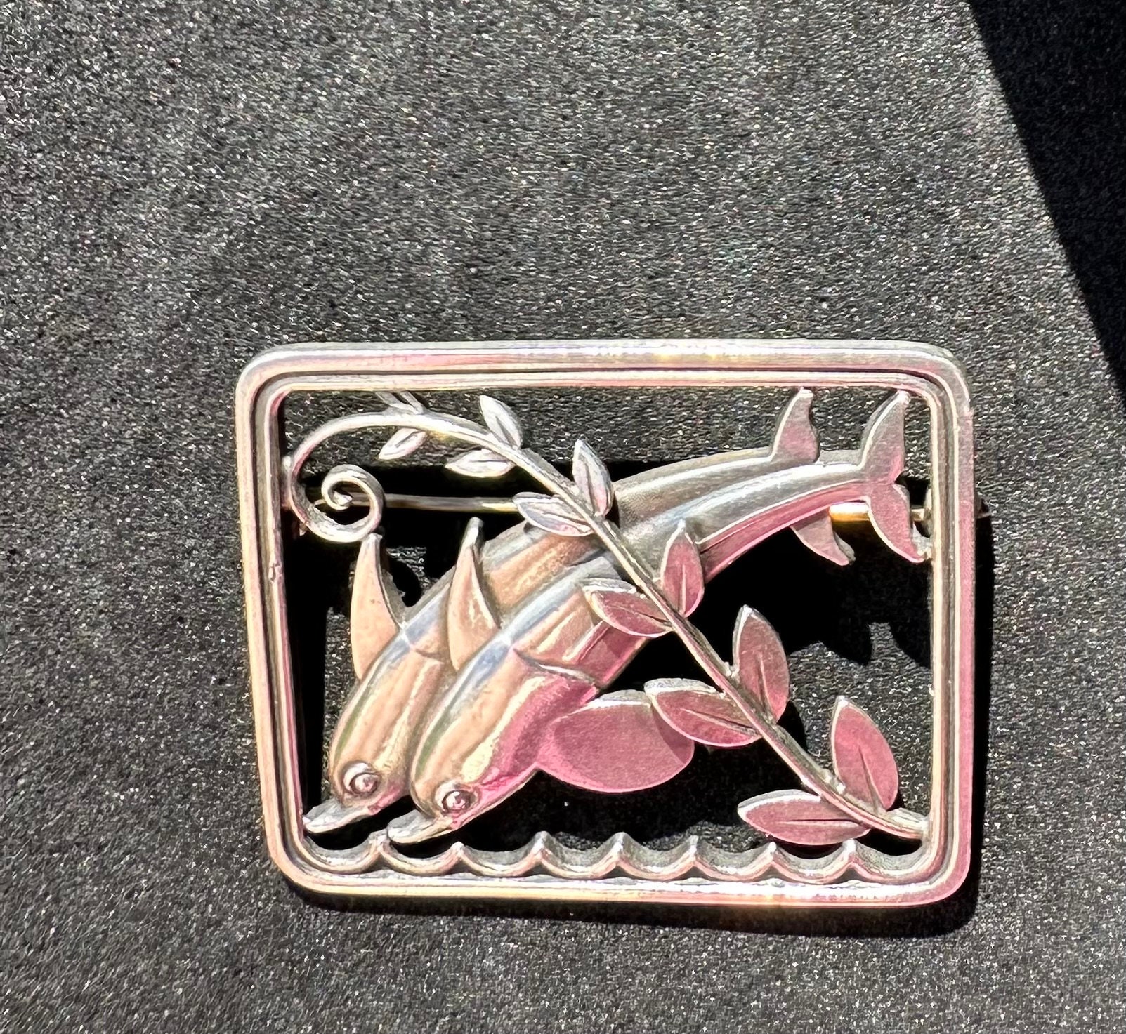 Silver Danish Silver Dolphin Brooch - Etsy