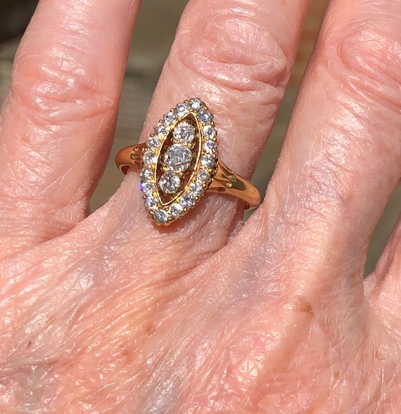 Beautiful Victorian Navette shaped diamond ring in