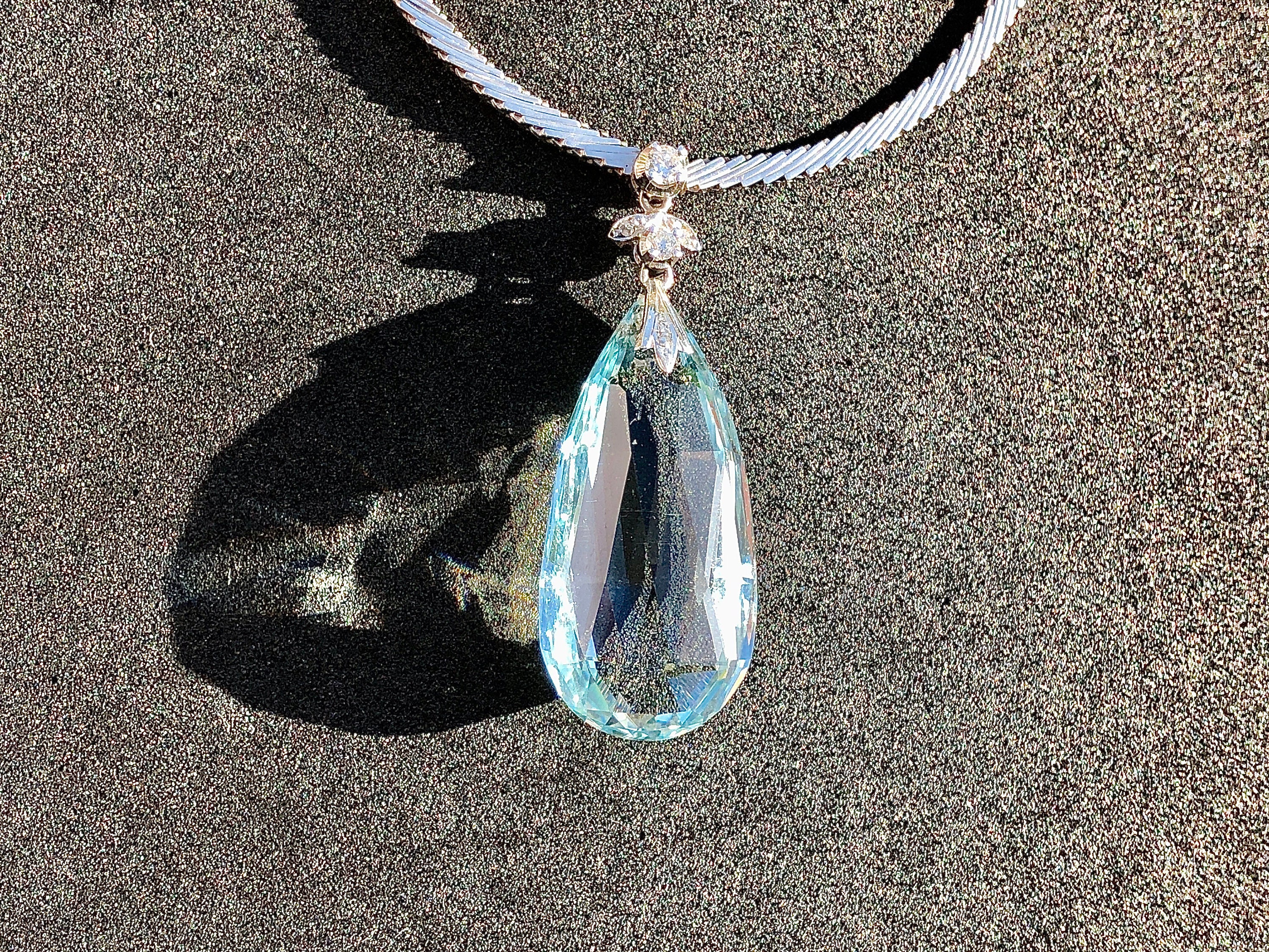 Fabulous and rarely available Aquamarine  drop with diamonds