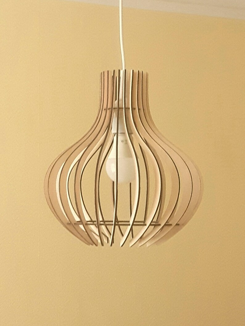 Plywood Lamp Shade Retro Laser Cut Natural Original Design Hanging Wooden Pendant Ceiling Kitchen Bedroom Children S Room