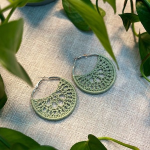 Crocheted Hoop Earrings - Boho, Cute, Festival, Creative, Lightweight, Fancy, Casual