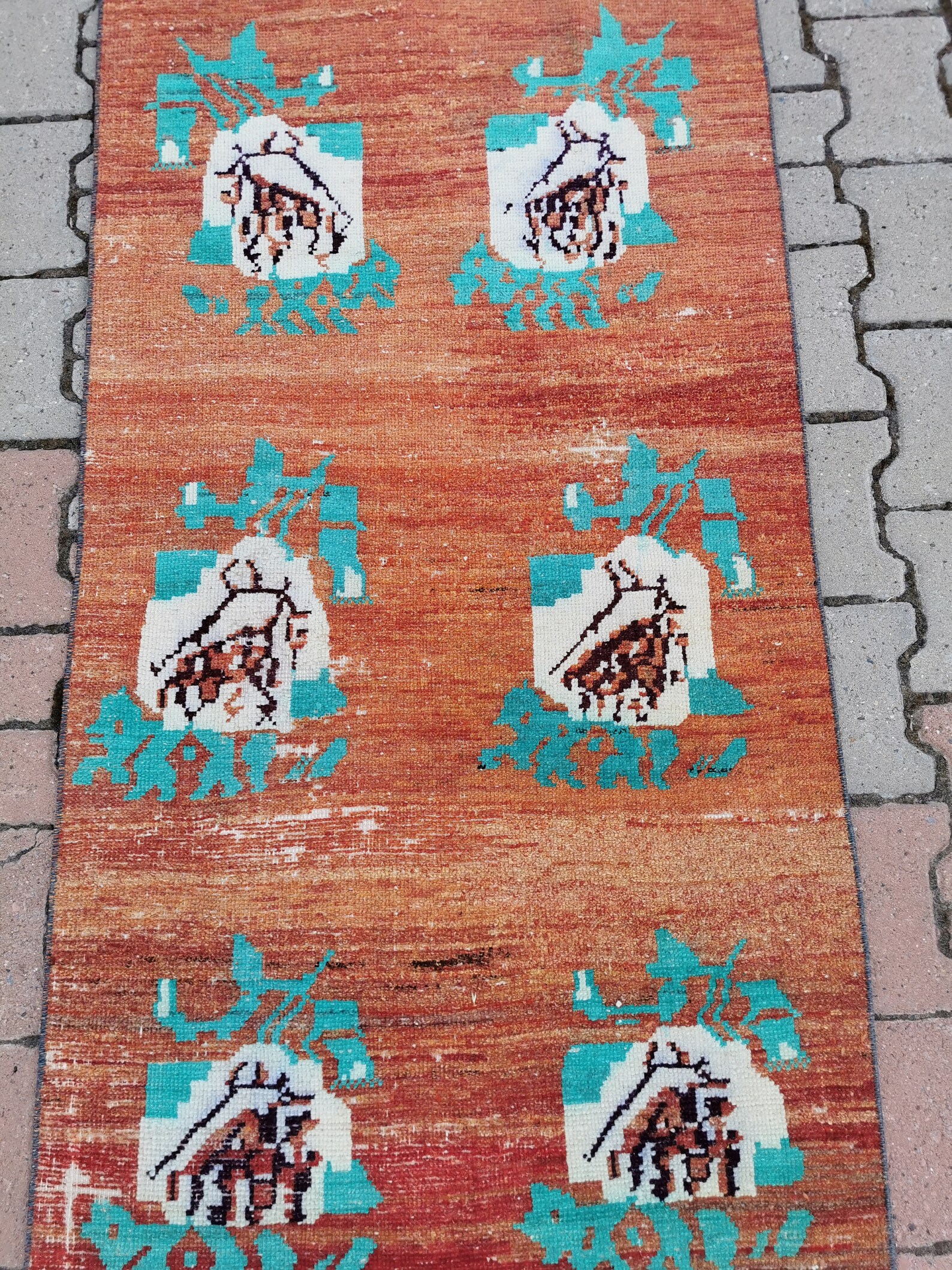 Vintage runner rug / oushak rug / kitchen rug / hallway rug / Etsy