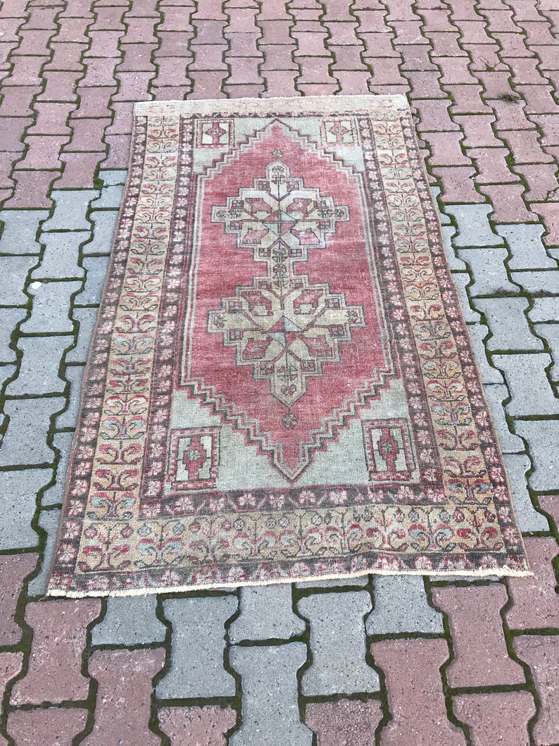 Oushak Rug 3.4x5.9ft Vintage Rug Boho Rug Red Runner Kitchen Etsy