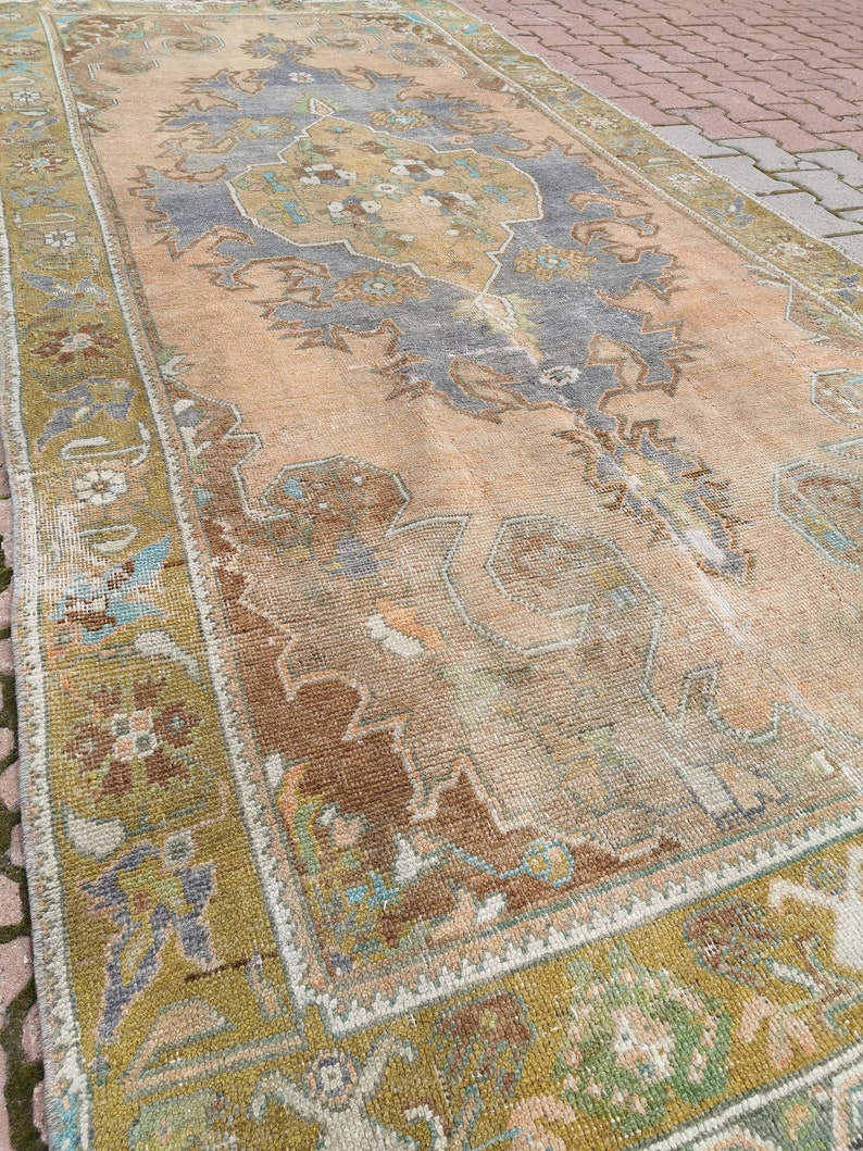 Vintage Turkish Rug Wool Rug Oushak Rug Clean Rug Hand Etsy