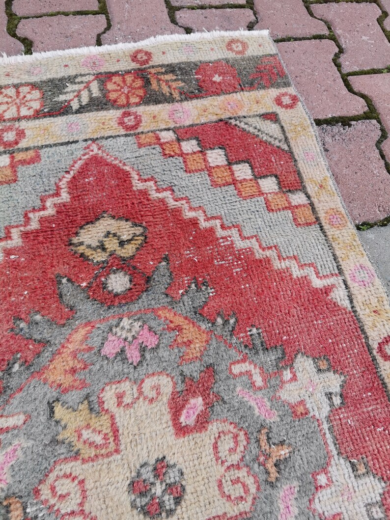 Oushak Runner 2.5x9 ft Vintage Rug Boho Rug Red Pink Oushak Etsy