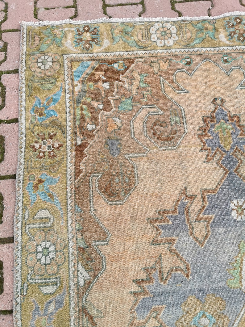 Vintage Turkish Rug Wool Rug Oushak Rug Clean Rug Hand Etsy