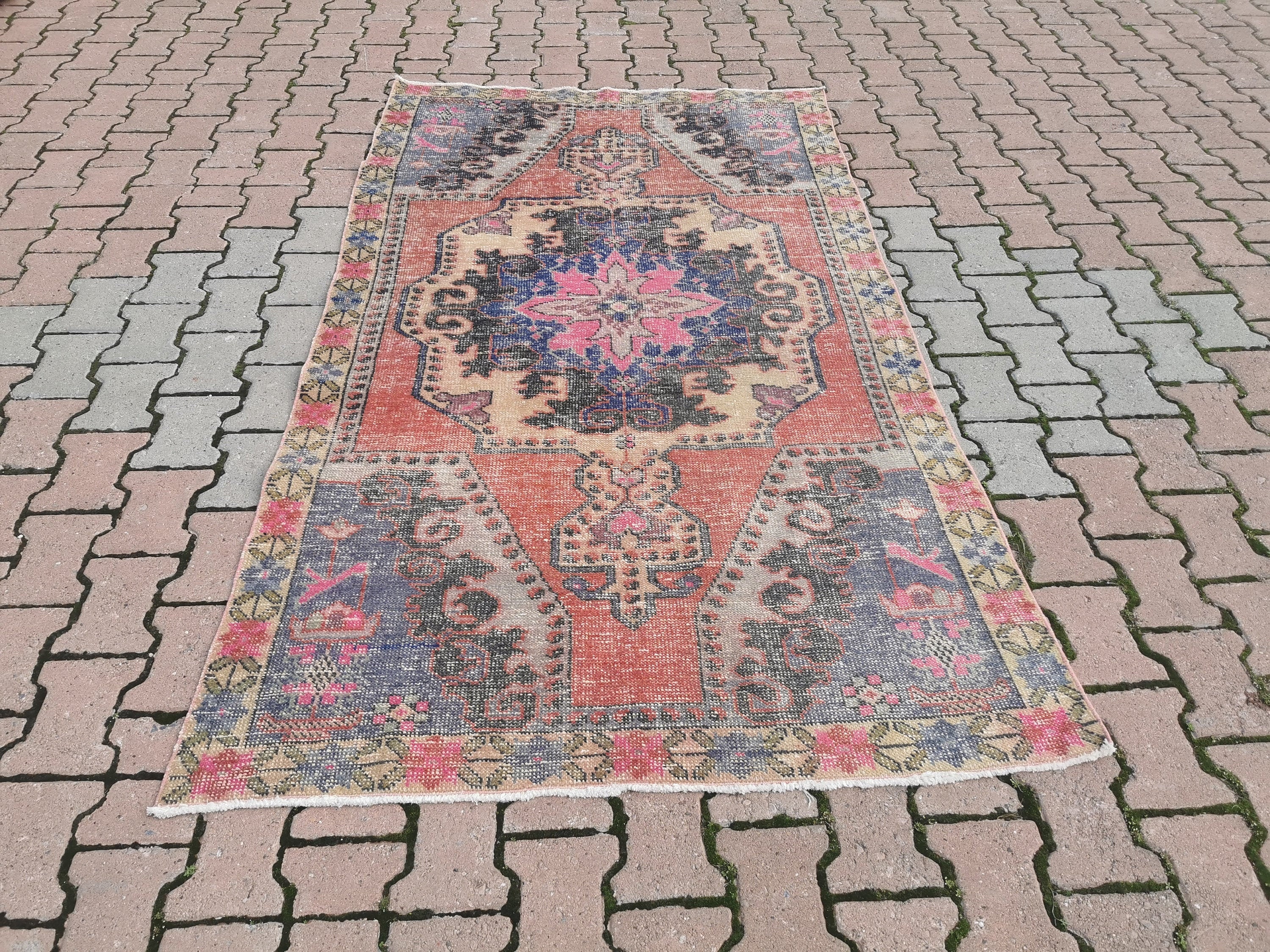 Oushak Rug 3x6.7ft Turkish Rug Vintage Rug Boho Rug Mute Red Etsy
