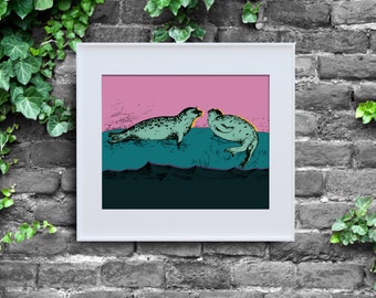 Sigilli ispirati ad Andy Warhol, Download istantaneo, Stampa poster, Pop Art, Decorazione murale digitale, Blu ghiaccio freddo, Animale carino, 8x10, Wild Warhol