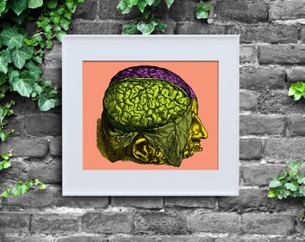 Cervello umano ispirato a Andy Warhol, Download istantaneo, Stampa poster, Pop Art, Decorazione murale digitale, Anatomia di Fabrica, Pesca, 8x10, Wild Warhol