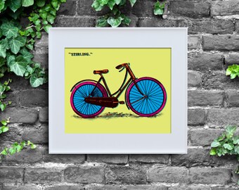 Bici Stirling ispirata ad Andy Warhol, Download istantaneo, Stampa poster, Pop Art, Decorazione murale digitale, Bici vecchia scuola, Fixie, 8x10, Wild Warhol