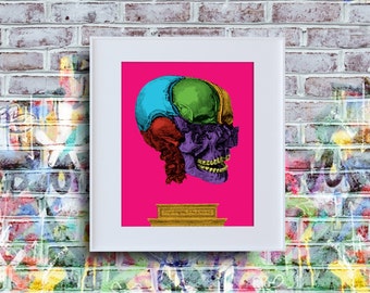 Andy Warhol ha ispirato il teschio di Henry Smith, download istantaneo, stampa di poster, pop art, decorazione da parete digitale, scheletro rosa, 8x10, Wild Warhol