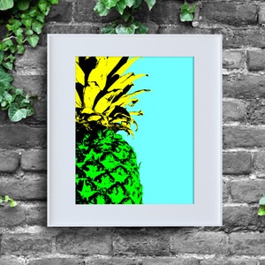 Andy Warhol Inspired Pineapple, Instant Download, Poster Print, Pop Art, Digital Wall Decor, Botany, Fruit Tree, 8x10, Wild Warhol