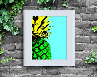 Andy Warhol Inspired Pineapple, Instant Download, Poster Print, Pop Art, Digital Wall Decor, Botany, Fruit Tree, 8x10, Wild Warhol