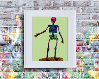 Andy Warhol ha ispirato lo scheletro di Henry Smith, download istantaneo, stampa di poster, pop art, decorazione da parete digitale, anatomia verde, 8x10, Wild Warhol