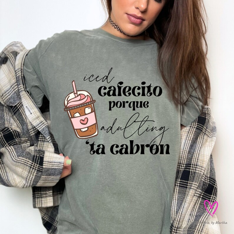 Iced Cafecito Adulting Latina Design: PNG bilingual spanglish funny quote (Digital Download) image 5