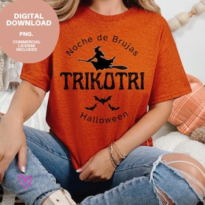 Noche de brujas trikotri png, Mexican Halloween design, trikortri trick or treat in spanish, Spanish Halloween night, dtf printing design