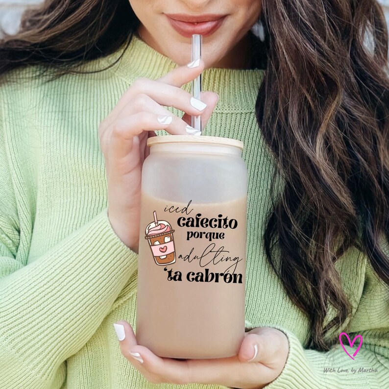 Iced Cafecito Adulting Latina Design: PNG bilingual spanglish funny quote (Digital Download) image 7