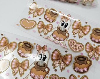 Cielito lindo Mexican Ghosts UVDTF Transfer: Barro cantaritos and bows Cup Wrap