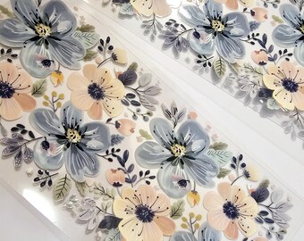 Pink and blue wildflowers UVDTF wrap: spring watercolor transfer