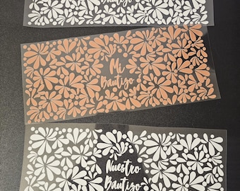 Mi Bautizo UVDTF Wrap: Mexican Talavera Cielito lindo theme transfer