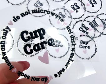 Cup Care UVDTF Transfer: Hearts Design - bottom of cup instructions decal