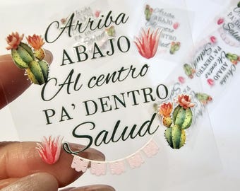 Mexican Tequila Shot Glass UVDTF Decal: Arriba Abajo Design transfer