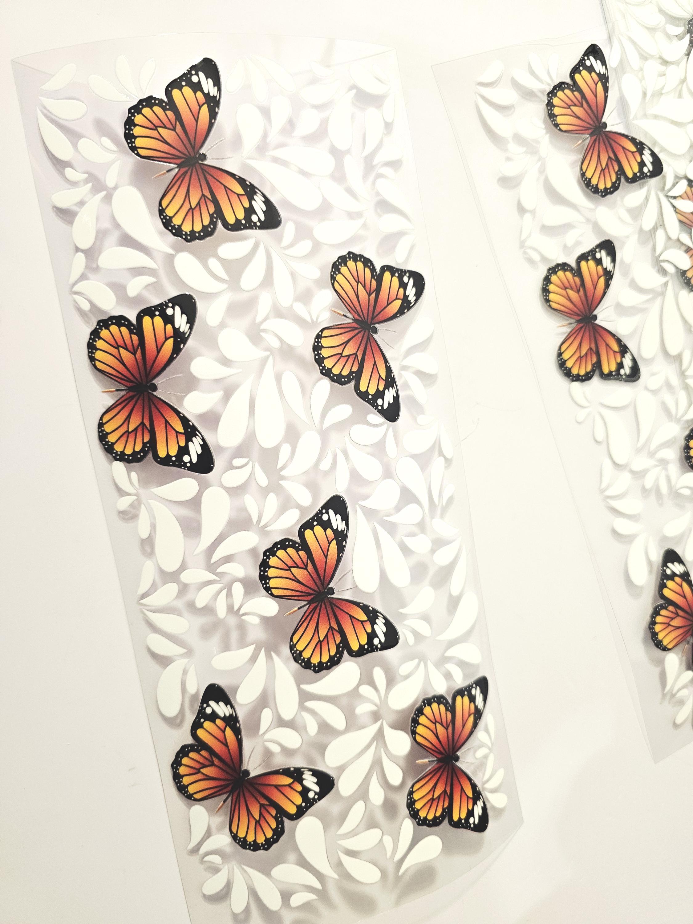 Monarch Butterfly UVDTF Wrap: Mexican Talavera Style, 16oz Libbey