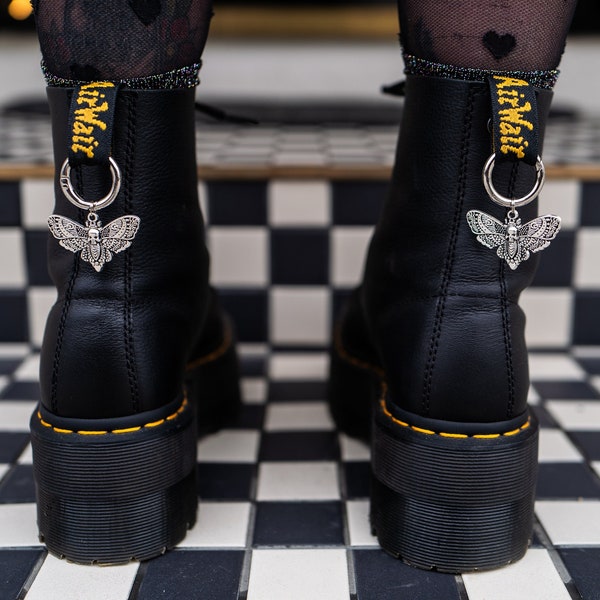 Silver Moth Boot Charms