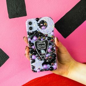 Black & lilac ouija planchette decoden phone case