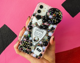 Étui de portable noir et blanc « ouija » planchette decoden
