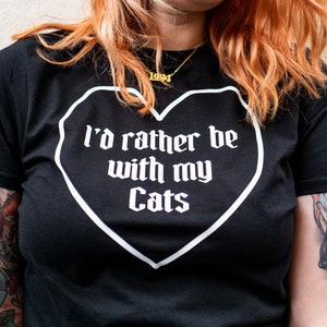 I&#39;d Rather Be With My Cats Black Boxy Cropped T